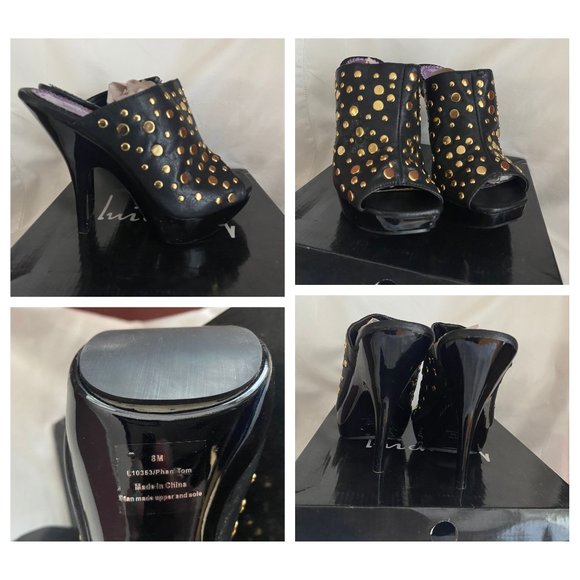 Luichiny black studded stiletto mules slides sz 8 - Picture 1 of 7
